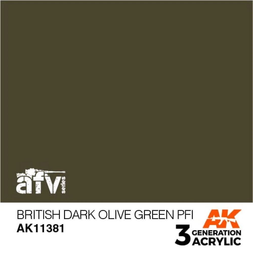 AK Interactive AK11381 AFV Series British Dark Olive Green PFI Acrylic Paint 17ml 3rd Generation - Image 2