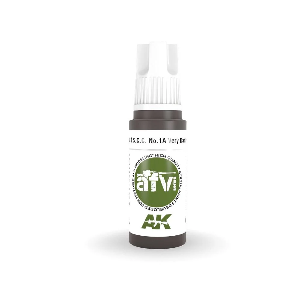 AK Interactive AK11384 AFV Series S.C.C. No.1A Very Dark Brown Acrylic Paint 17ml 3rd Generation