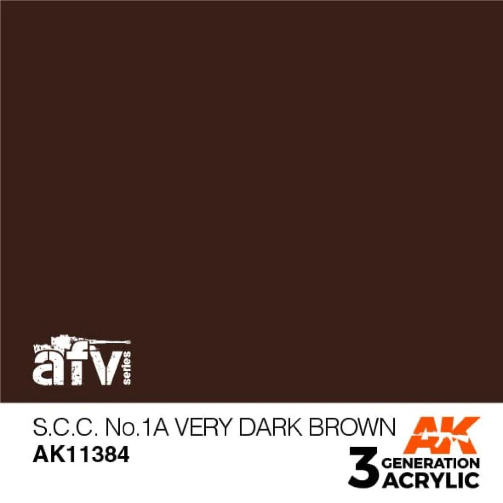 AK Interactive AK11384 AFV Series S.C.C. No.1A Very Dark Brown Acrylic Paint 17ml 3rd Generation - Image 2