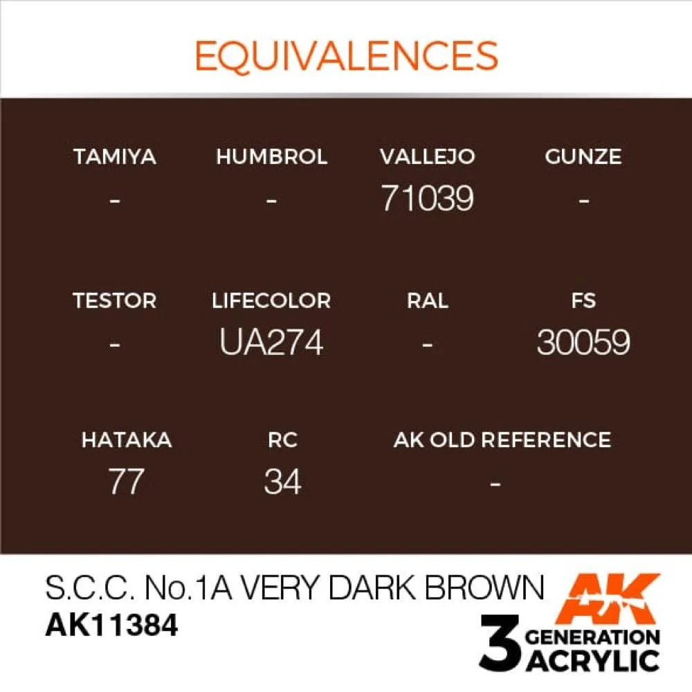 AK Interactive AK11384 AFV Series S.C.C. No.1A Very Dark Brown Acrylic Paint 17ml 3rd Generation - Image 3