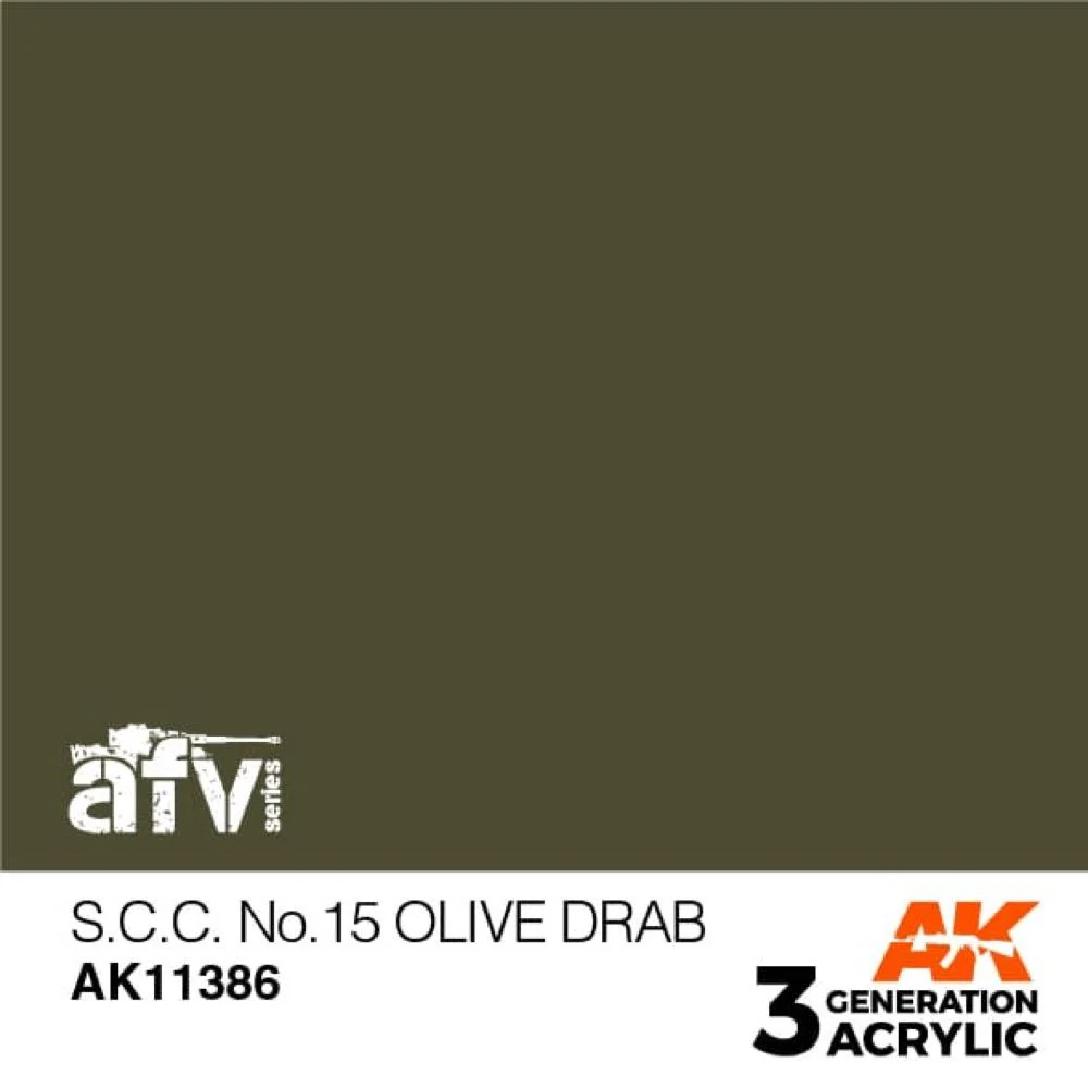 AK Interactive AK11386 AFV Series S.C.C. No.15 Olive Drab Acrylic Paint 17ml 3rd Generation - Image 2