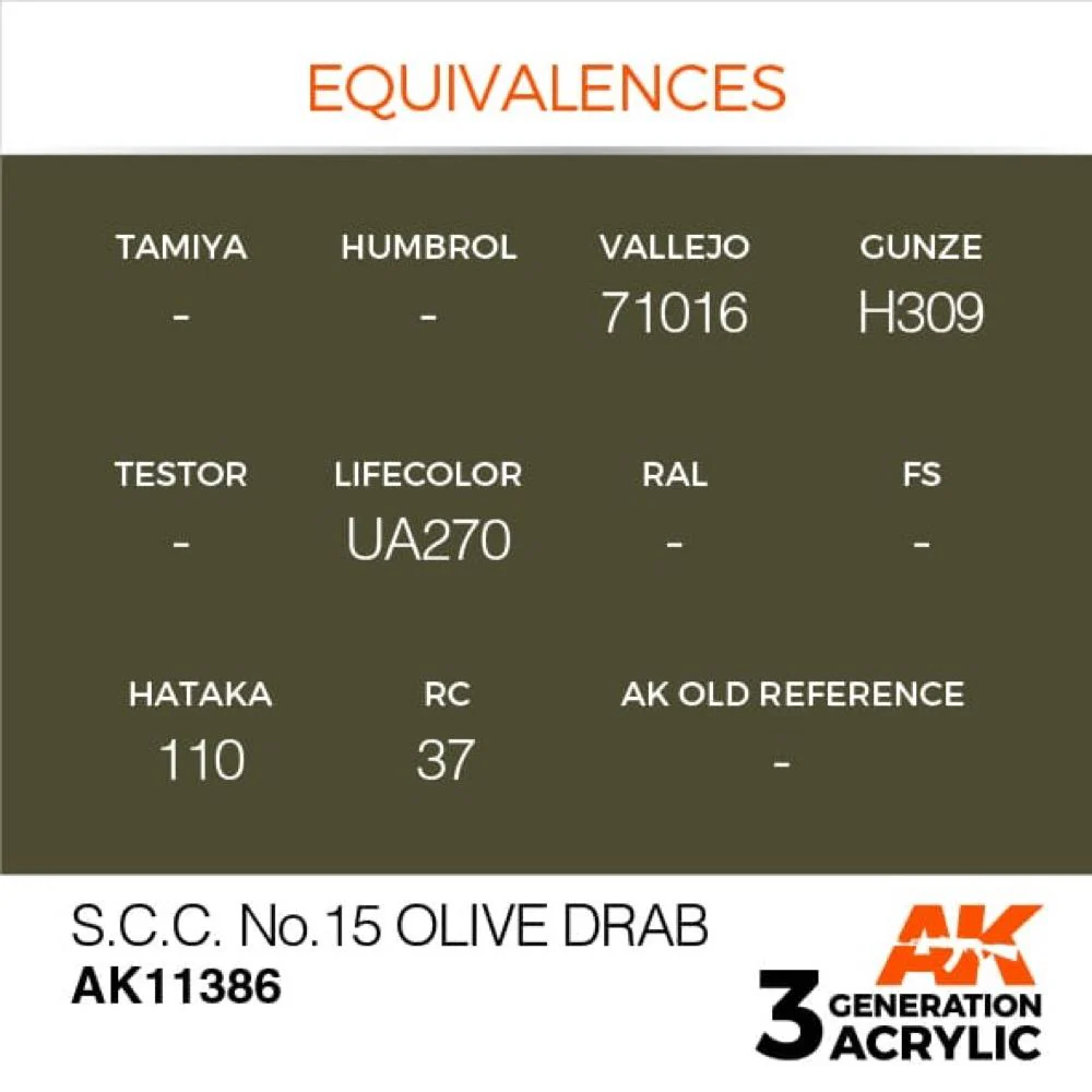 AK Interactive AK11386 AFV Series S.C.C. No.15 Olive Drab Acrylic Paint 17ml 3rd Generation - Image 3