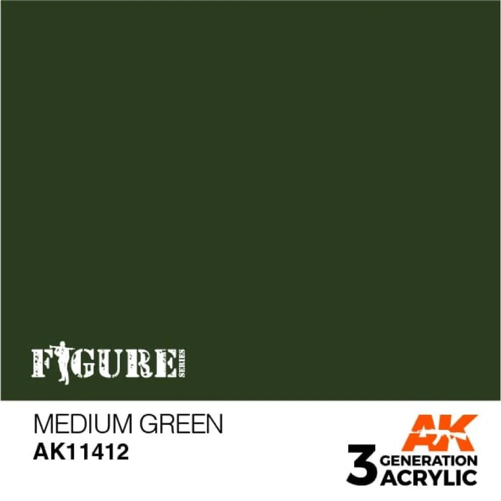 AK Interactive AK11412 Figure Series Medium Green Acrylic Paint 17ml 3rd Generation - Image 2