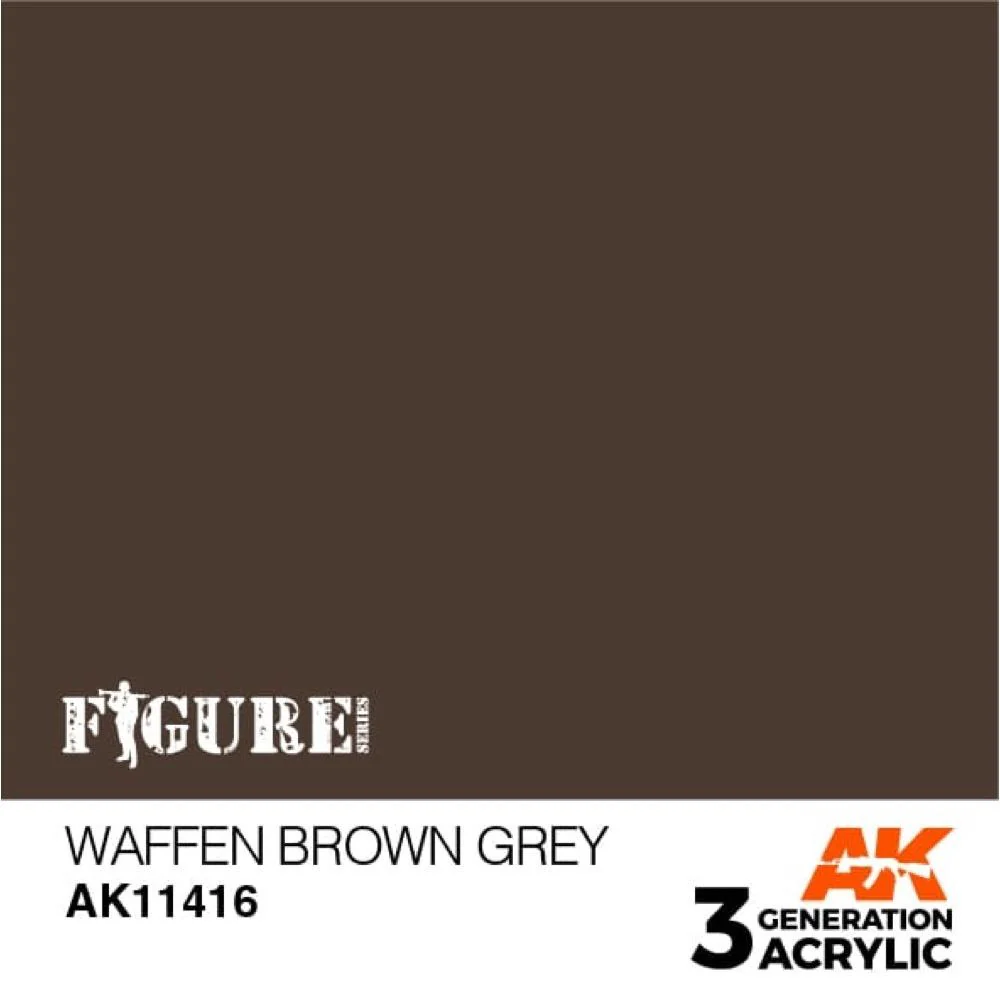 AK Interactive AK11416 Figure Series Waffen Brown Grey Acrylic Paint 17ml 3rd Generation - Image 2
