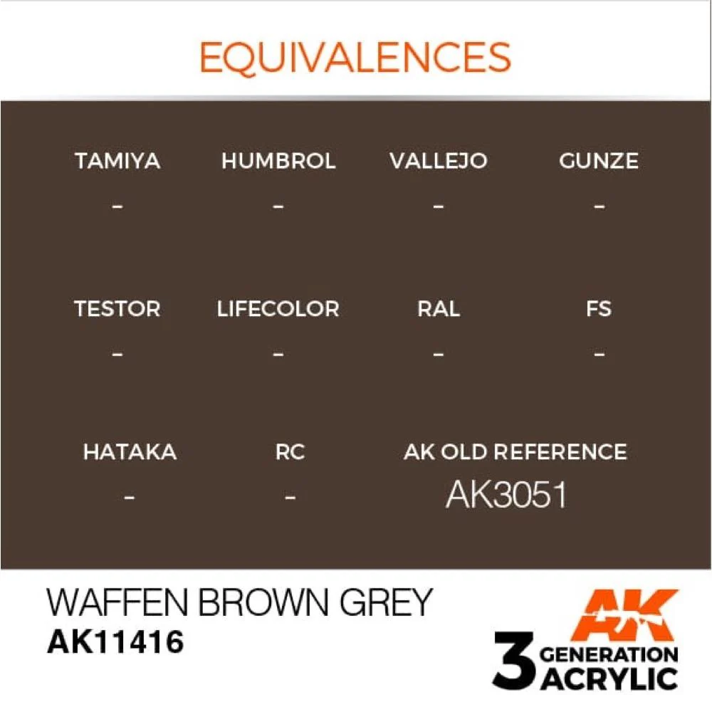 AK Interactive AK11416 Figure Series Waffen Brown Grey Acrylic Paint 17ml 3rd Generation - Image 3