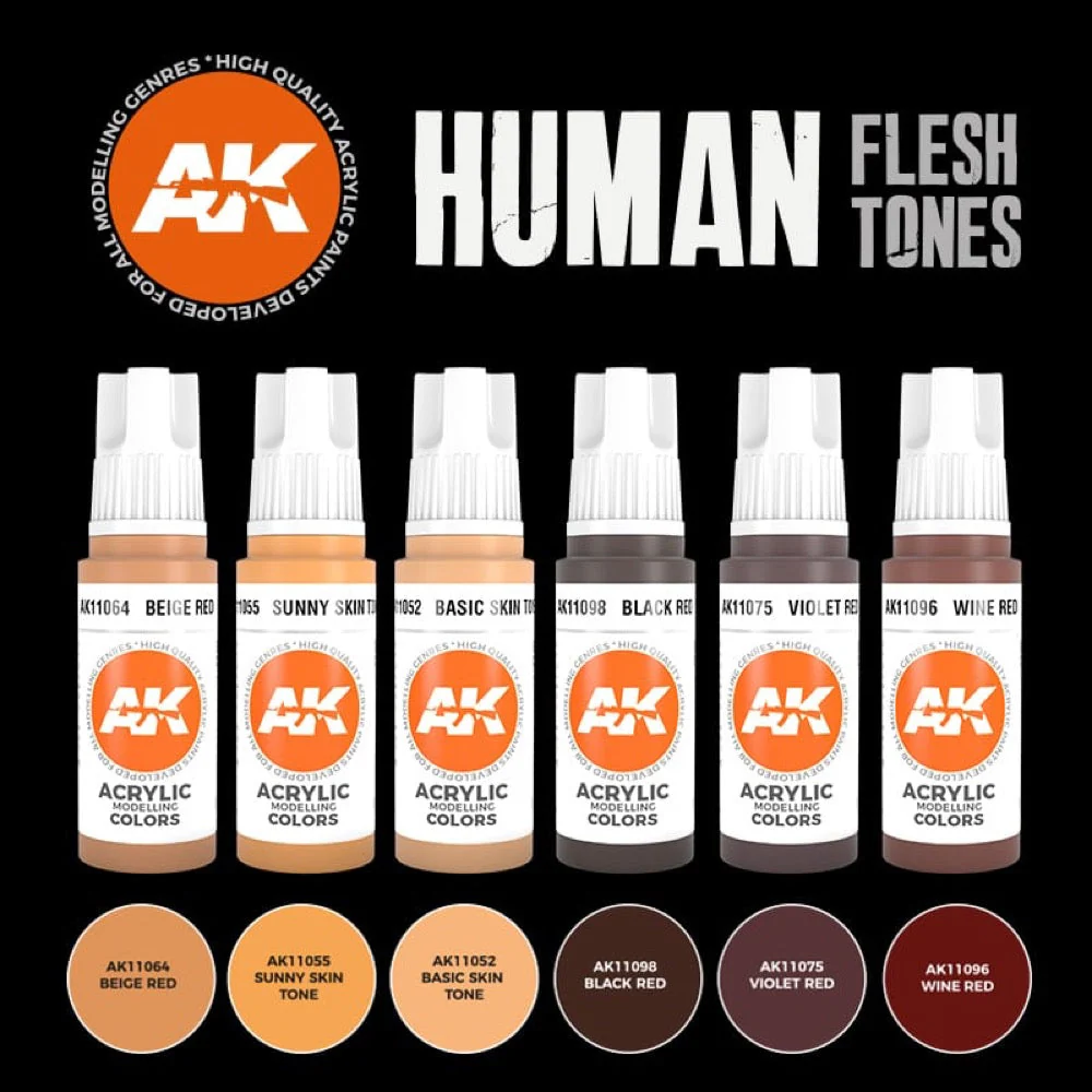 AK Interactive AK11603 Human Flesh Tones 3rd Generation Acrylic Paint Set - Image 2