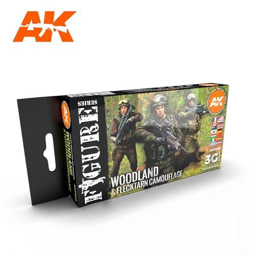 AK Interactive AK11632 Figure Series Modern Woodland And Flecktarn Camouflages Acrylic Paint Set (3rd Generation)