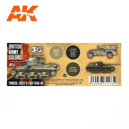 AK Interactive AK11677 AFV Series British Army Colors Tunisia, Sicily & Italy 1943-45 Acrylic Paint Set (3rd Generation) - Image 2