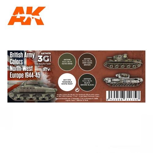 AK Interactive AK11679 AFV Series British Army Colors North-West Europe 1944-45 Acrylic Paint Set (3rd Generation) - Image 2