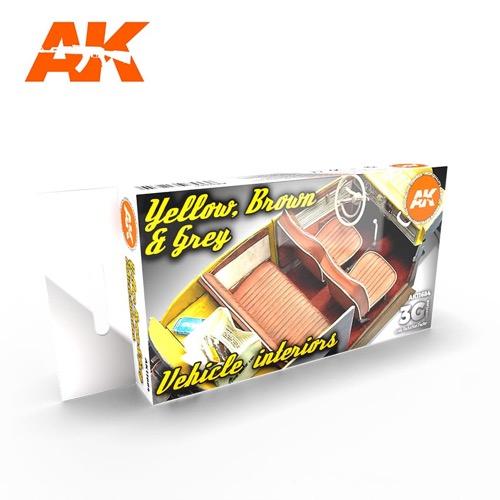 AK Interactive AK11684 AFV Series Grey Yellow Brown Interiors Acrylic Paint Set (3rd Generation)
