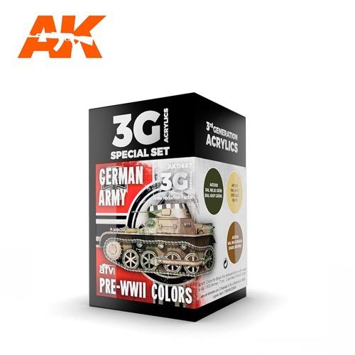 AK Interactive AK11687 AFV Series German Army Pre-WWII Colors Acrylic Paint Set (3rd Generation)