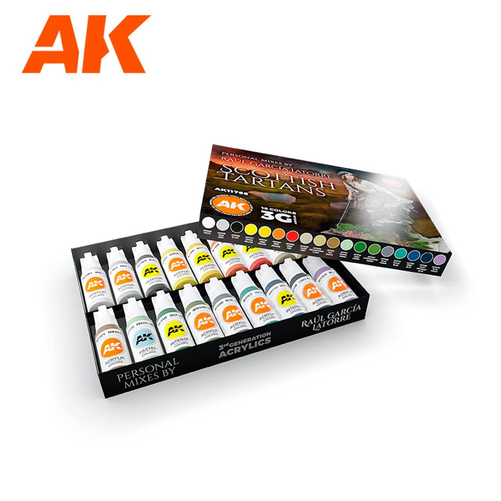 AK Interactive AK11766 Raul Garcia Latorre Signature Set Scottish Tartans Paint Set - Image 2