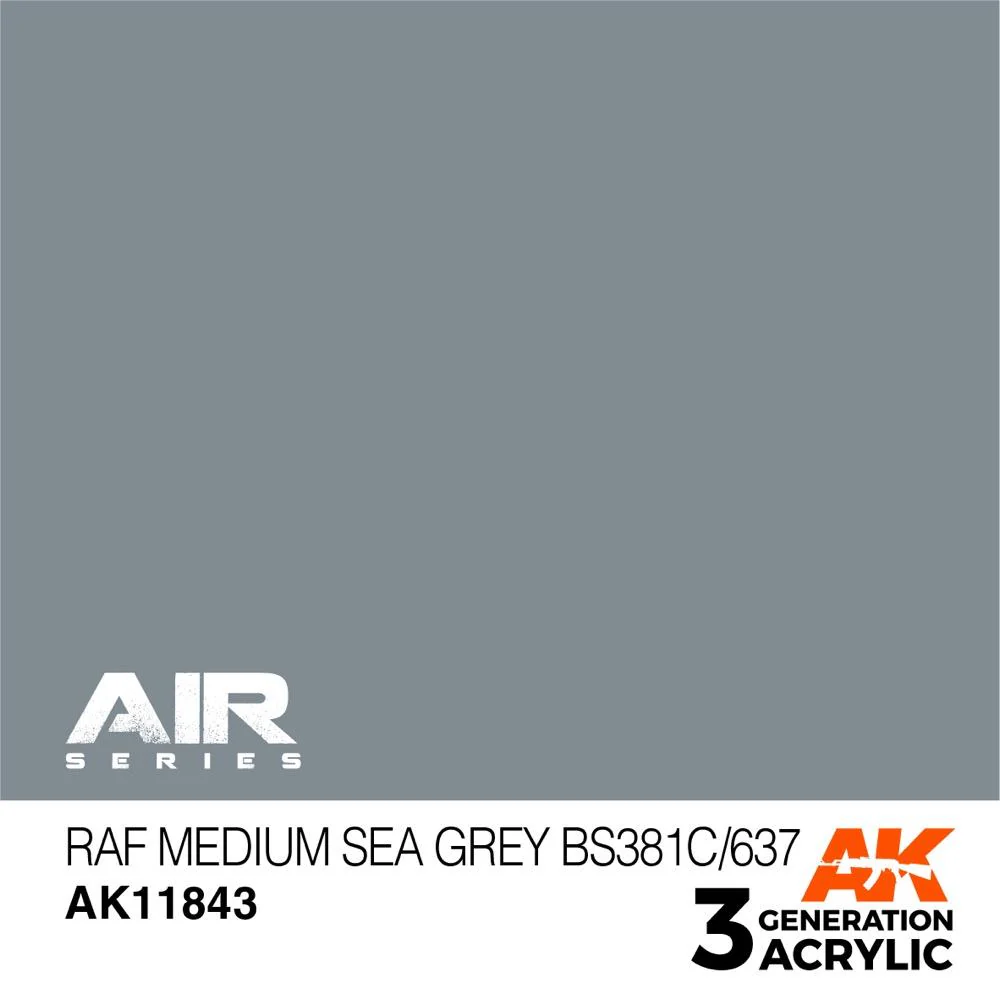 AK Interactive AK11843 Air Series RAF Medium Sea Grey BS381C/637 Acrylic Paint 17ml 3rd Generation - Image 2