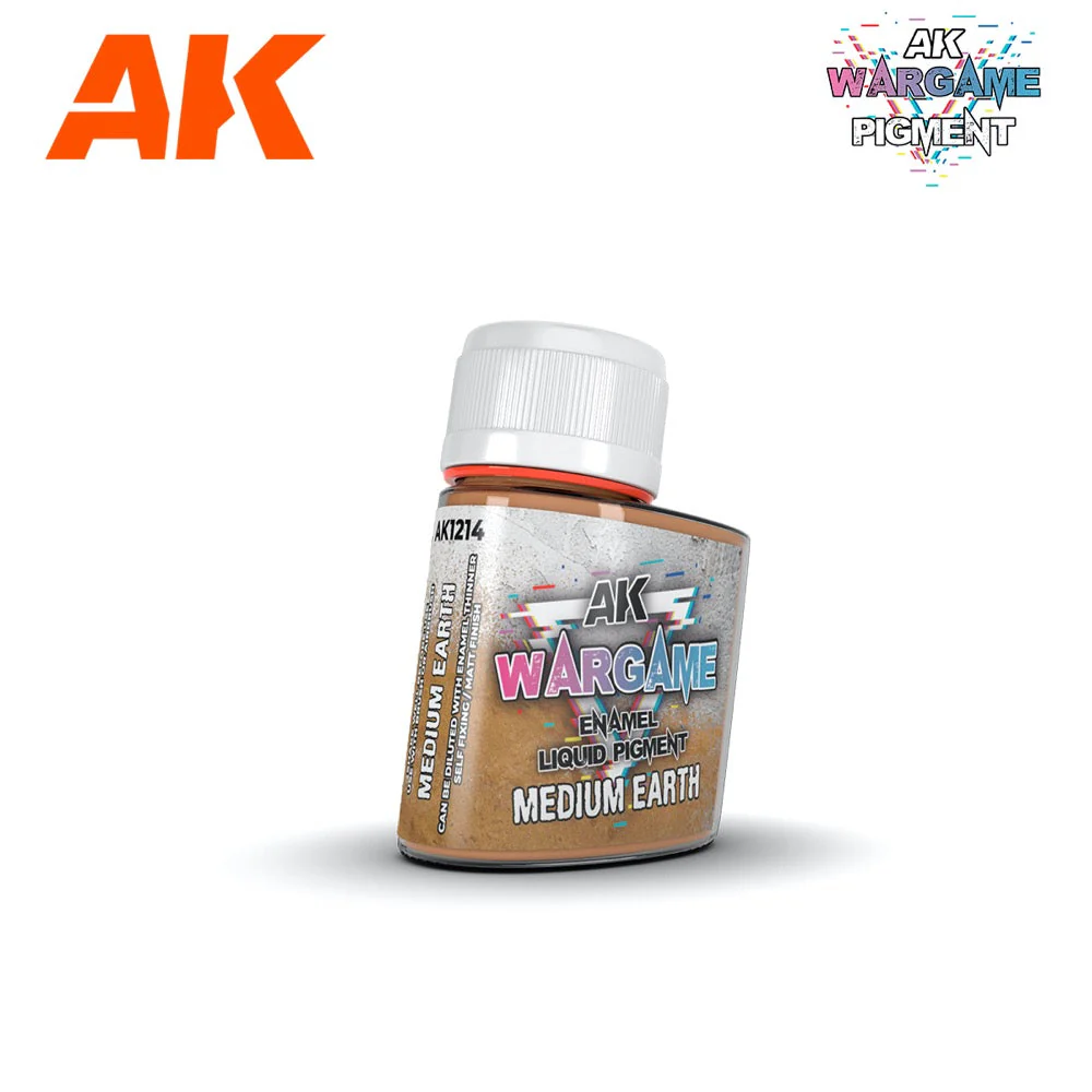 AK Interactive AK1214 Wargame Medium Earth Enamel Liquid Pigment 35ml