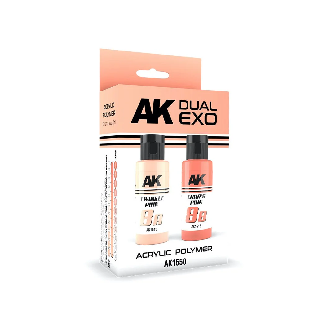 AK Interactive AK1550 Dual Exo Set 8 8A Twinkle Pink and 8B Chars Pink