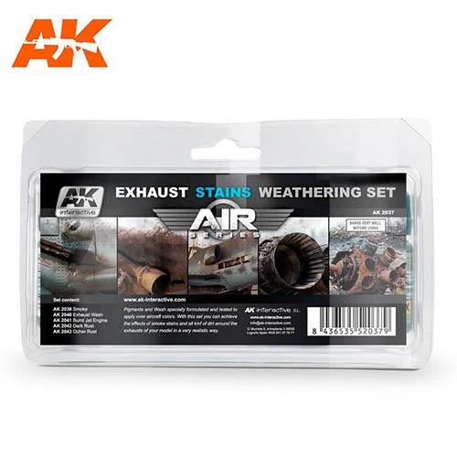 AK Interactive AK2037 Air Weathering Exaust and Stains Set Enamel