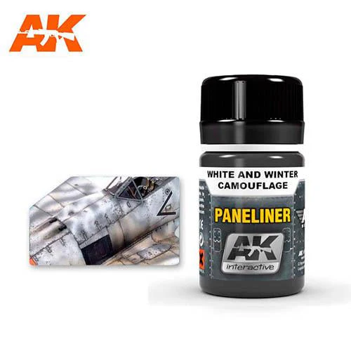 AK Interactive 2074 Air Weathering Paneliner White and Winter Camouflage Enamel 35mL
