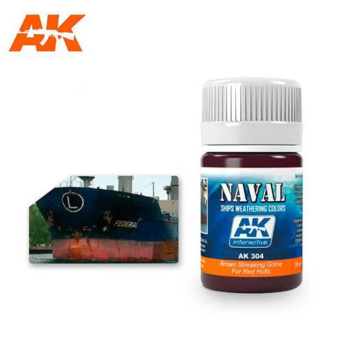 AK Interactive AK304 Ship Weathering Brown Streaking Grime for Red Hulls Enamel 35mL
