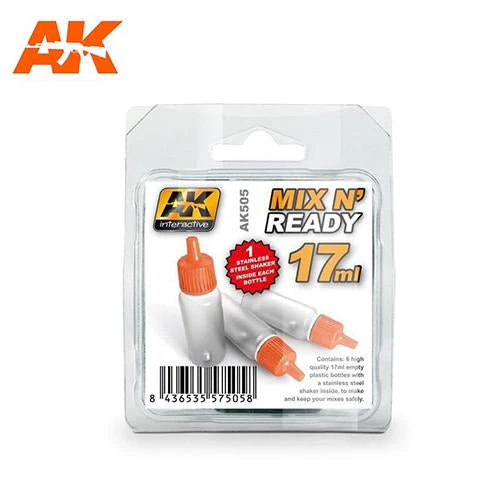 AK Interactive AK505 Mix N Ready Acrylic Shaker Bottles 6pk