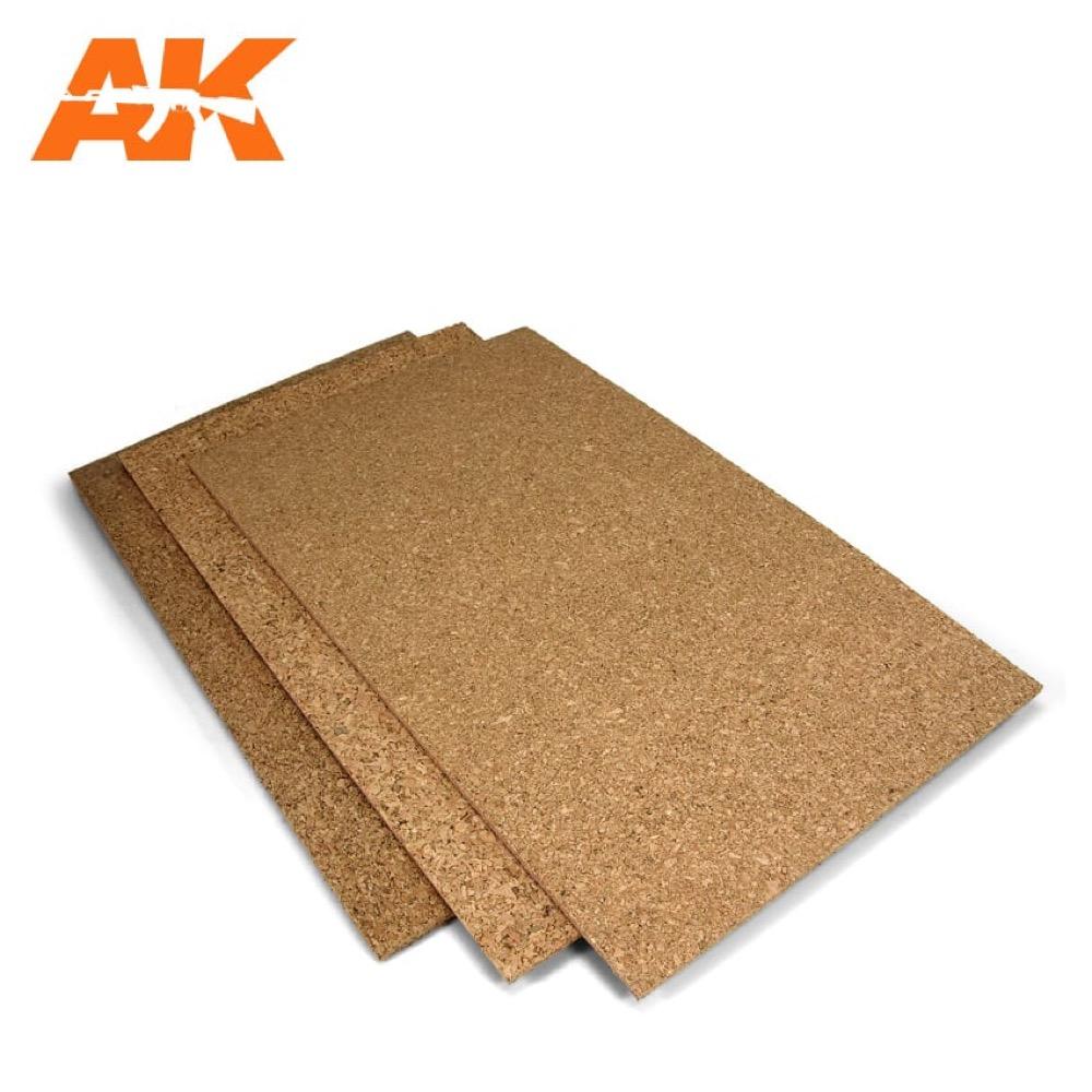 AK Interactive AK8046 Cork Sheets Fine Grained 200x300x1mm 2pc