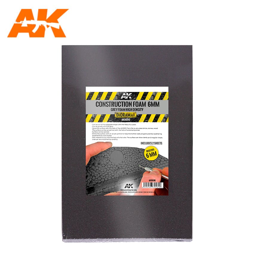 AK Interactive AK8096 Construction Foam 6mm Blue 195x295mm 2pc