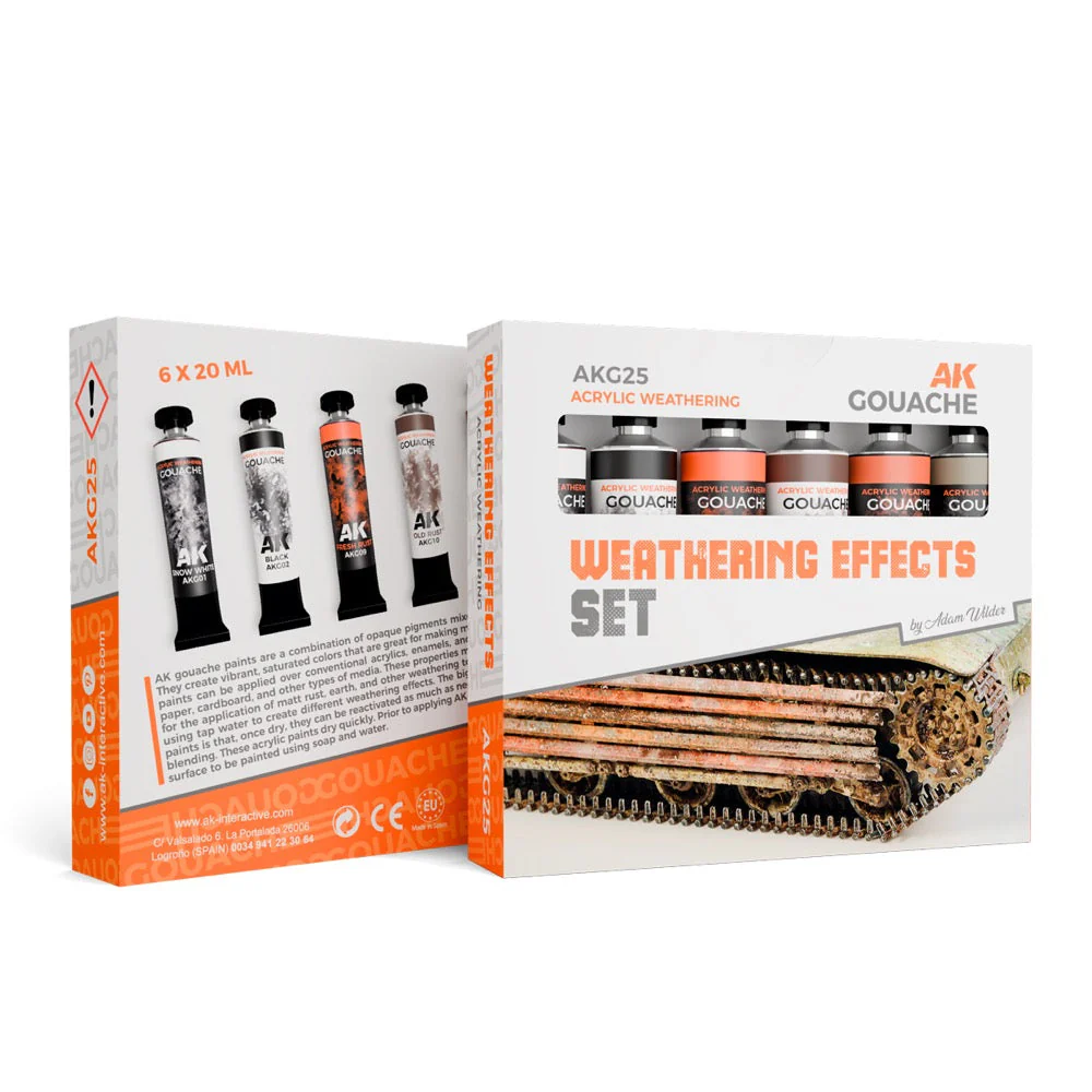 AK Interactive AKG25 Acrylic Weathering Gouache Weathering Effects Set