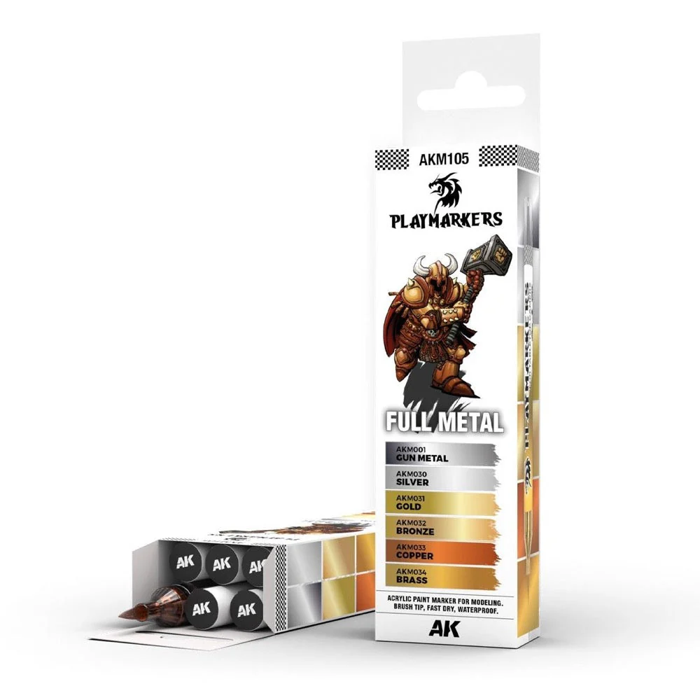 AK Interactive Playmarkers Set Full Metal (6 Colours)