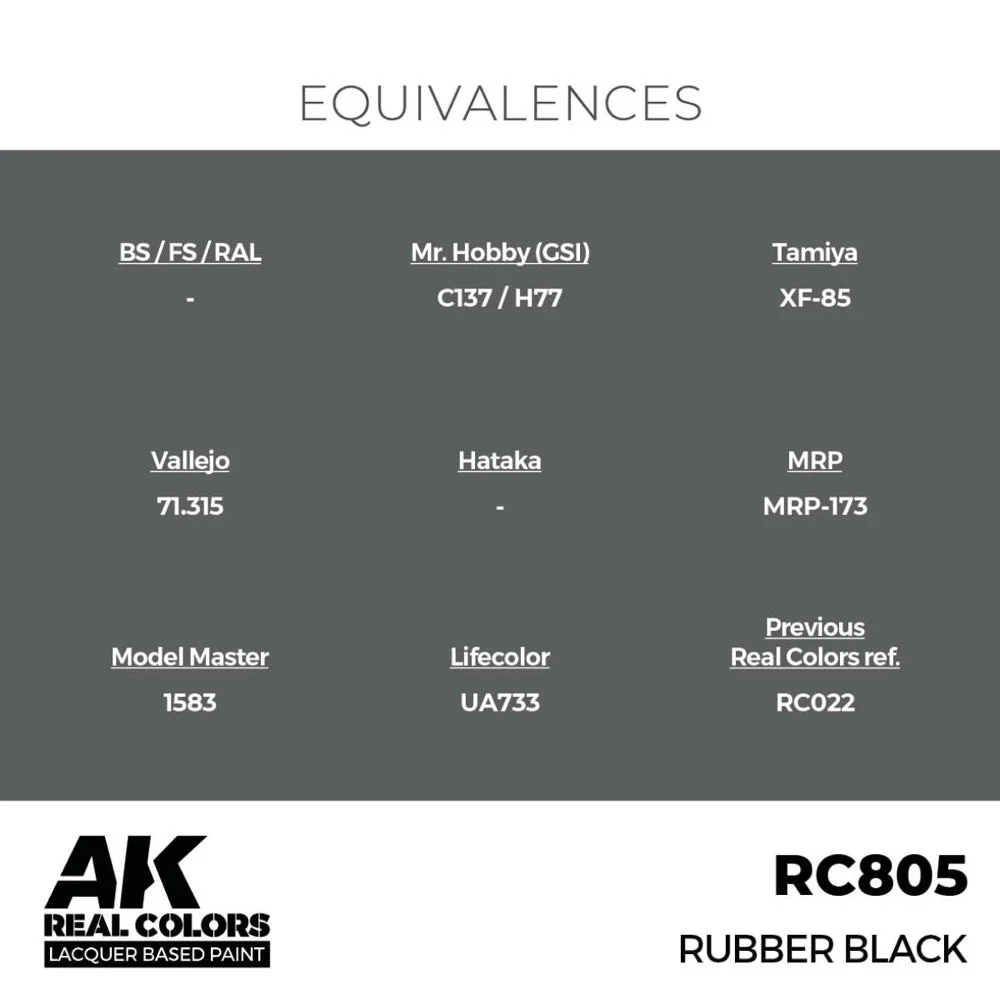 AK Interactive RC805 Real Colors Rubber Black 17ml Lacquer Paint - Image 3
