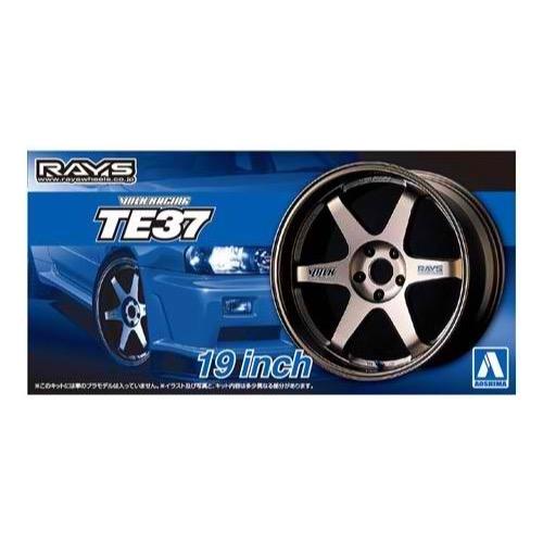Aoshima A005390 1/24 Volk Racing TE37 Wheels and Tyres Set 19inch