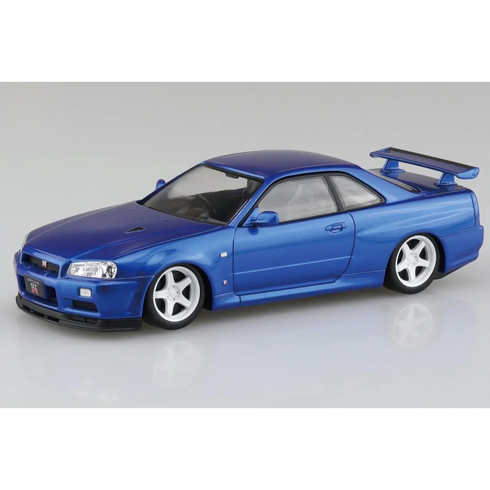 Aoshima A006630 1/24 Nissan R34 Skyline GT-R Custom Wheel Bayside Blue - Image 2