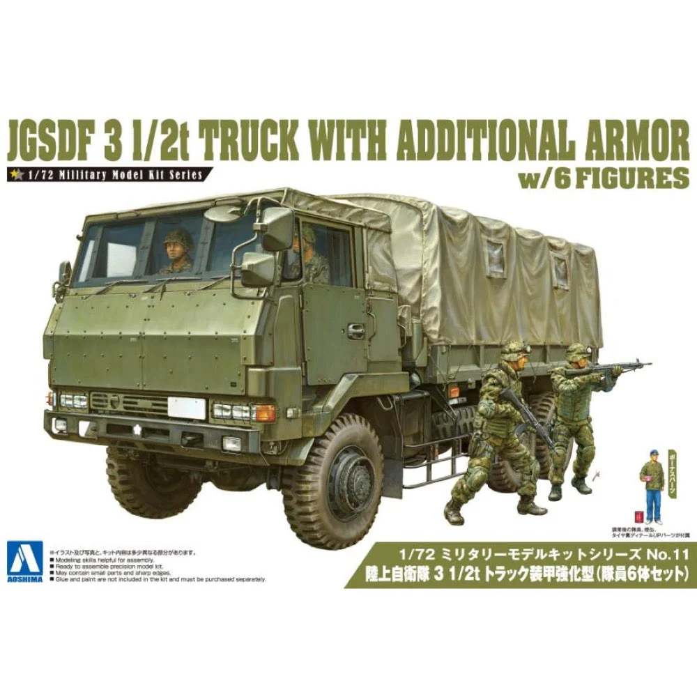 Aoshima A01208 1/72 JGSD 3 1/2T Truck With Additional Armor with 6 Figures