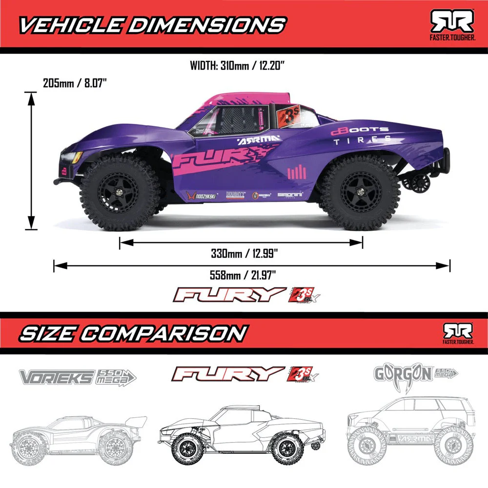 Arrma ARA3521T2 Fury 1/10 2WD 223S BLX Short Course Truck RTR Green - Image 18