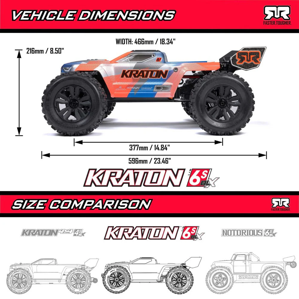 Arrma Kraton 6S BLX 4X4 1/8 Speed Monster Truck RTR Green/Black ARA8608V6T3 - Image 27