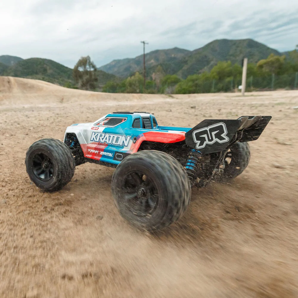 Arrma Mini Kraton 3S BLX 4X4 1/16 Speed Monster Truck (Red/Blue) ARA2508ST1 - Image 22