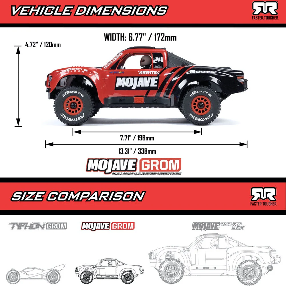 Arrma Mojave Grom 1/18 4x4 RC Desert Truck (Blue/White) ARA2104T2 - Image 31