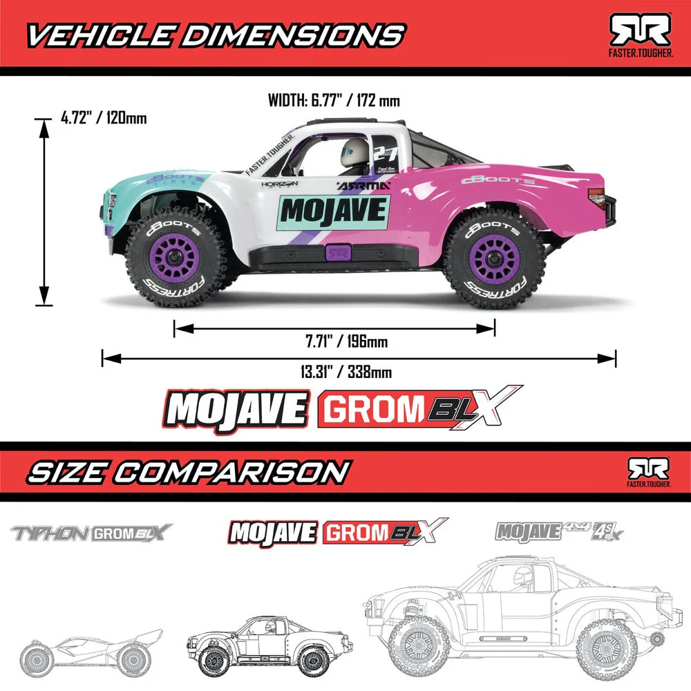 Arrma Mojave Grom 223S 1/18 Brushless 4x4 RC Desert Truck (Teal) ARA2304ST1 - Image 10