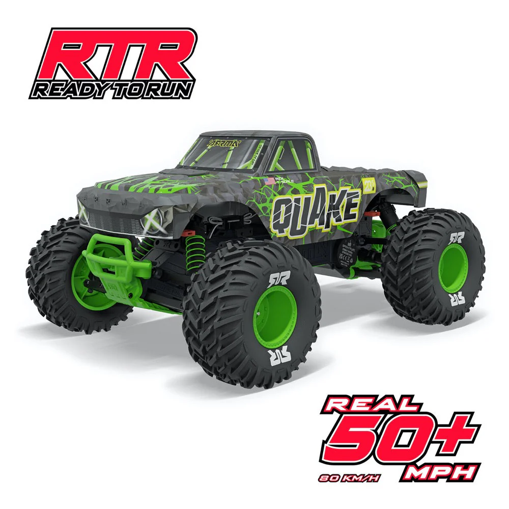 Arrma Quake 223S BLX DSC 1/10 2WD Monster Truck (Green) ARA3537T2 - Image 24
