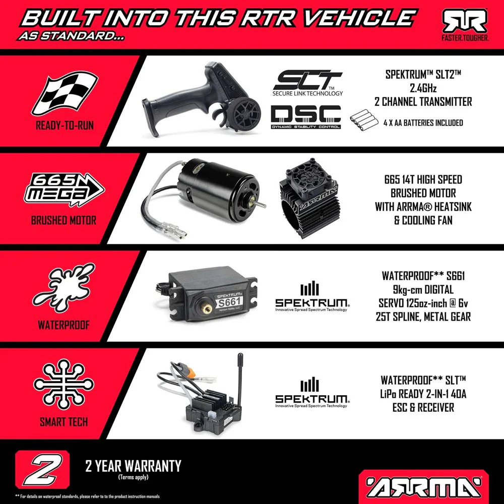 Arrma Typhon MEGA 665 4X4 1/8 Brushed RC Buggy (Red) ARA4206V4T3 - Image 29