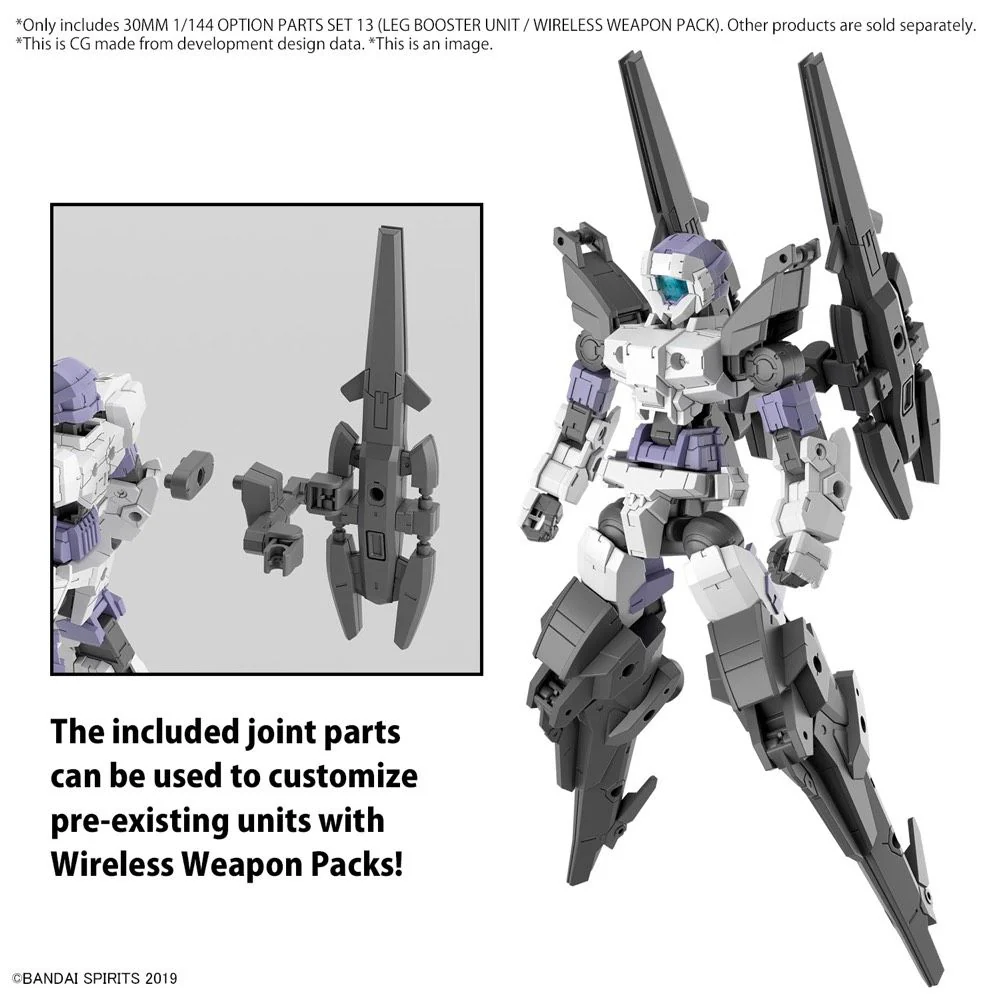 Bandai 5065694 1/144 Option Parts Set 13 (Leg Booster Unit / Wireless Weapon Pack) 30MM - Image 6