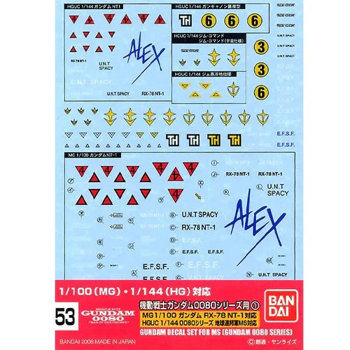 Bandai 50611481 53 HGUC 0800 Series Federation Gundam Decal - Image 2