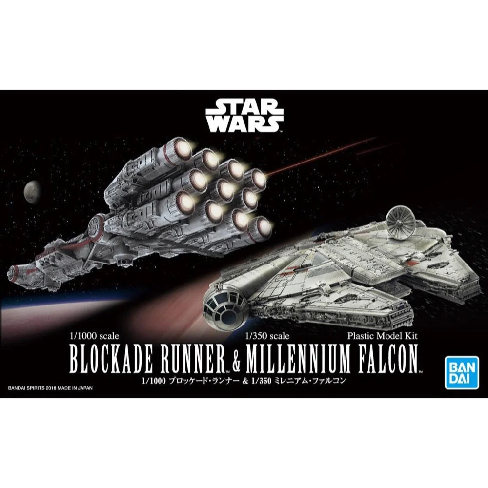 Bandai 5055363 Star Wars 1/1000 Blockade Runner and 1/350 Millennium Falcon