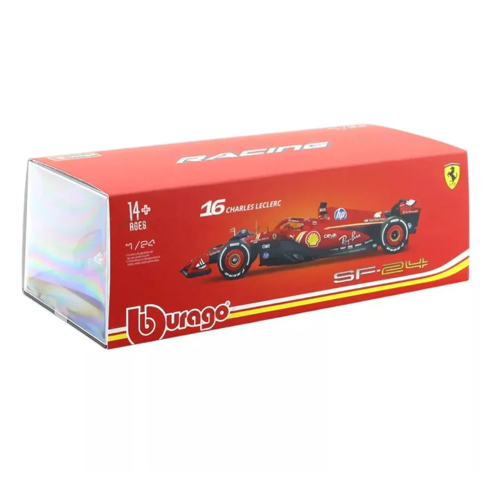 Bburago 26821L 1/24 Ferrari SF-24 2024 No.16 Charles Leclerc with Helmet and Showcase - Image 4