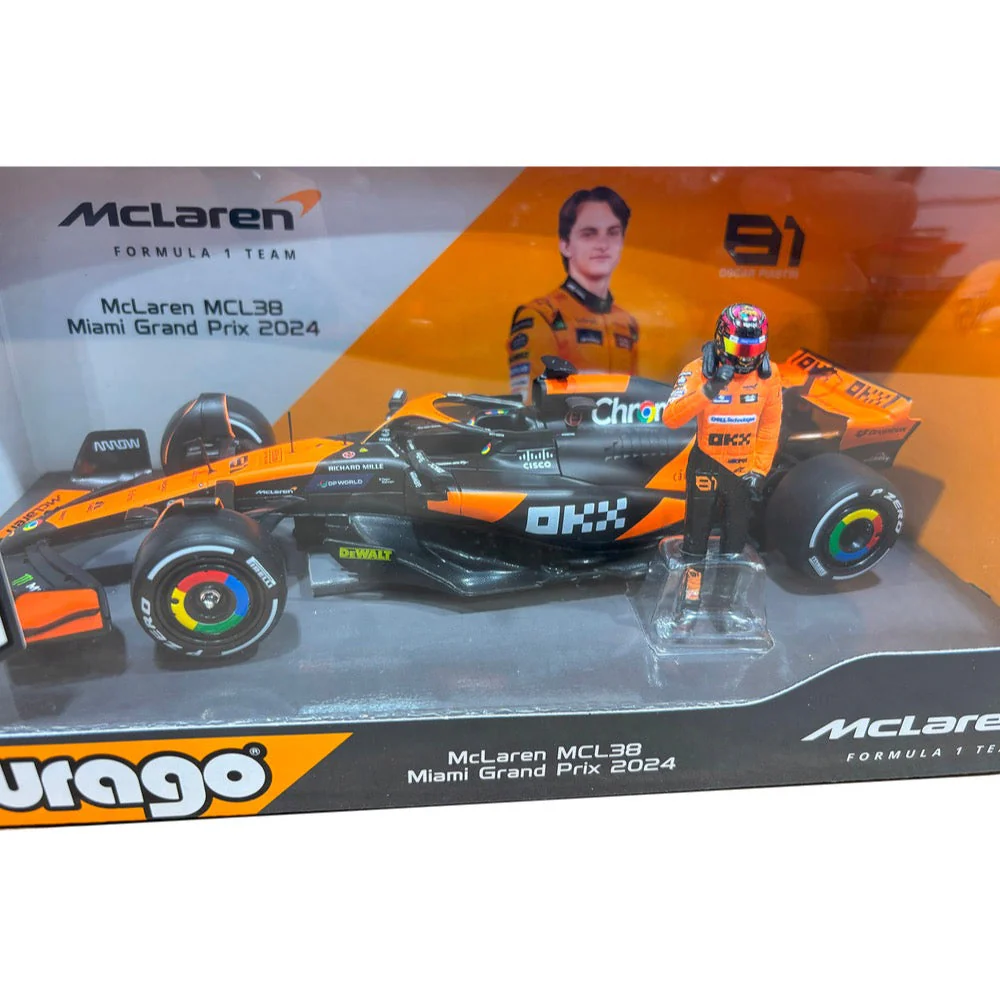 Bburago 28040P 1/24 McLaren MCL38 2024 No.81 Oscar Piastri with Figure - Image 8