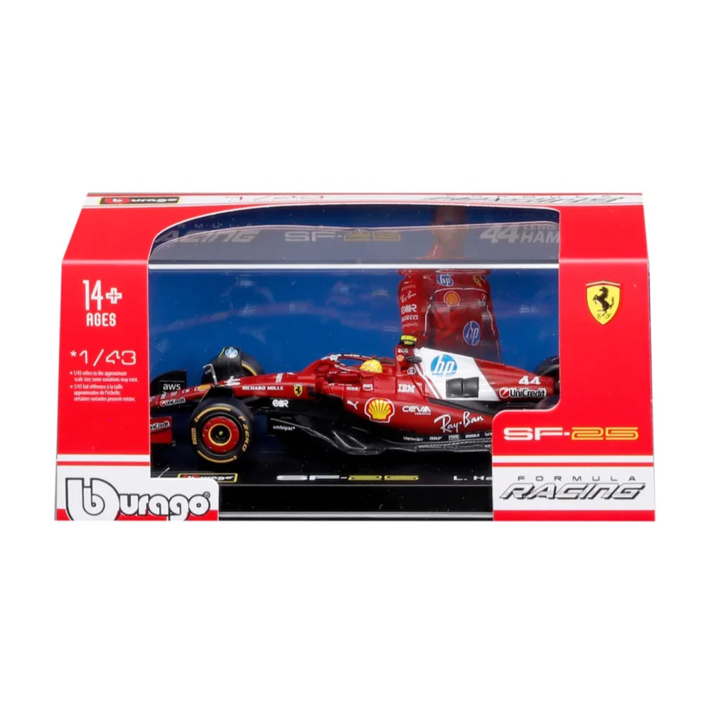 Bburago 36852H 1/43 Ferrari SF-25 No.44 Lewis Hamilton with Helmet and Showcase - Image 7