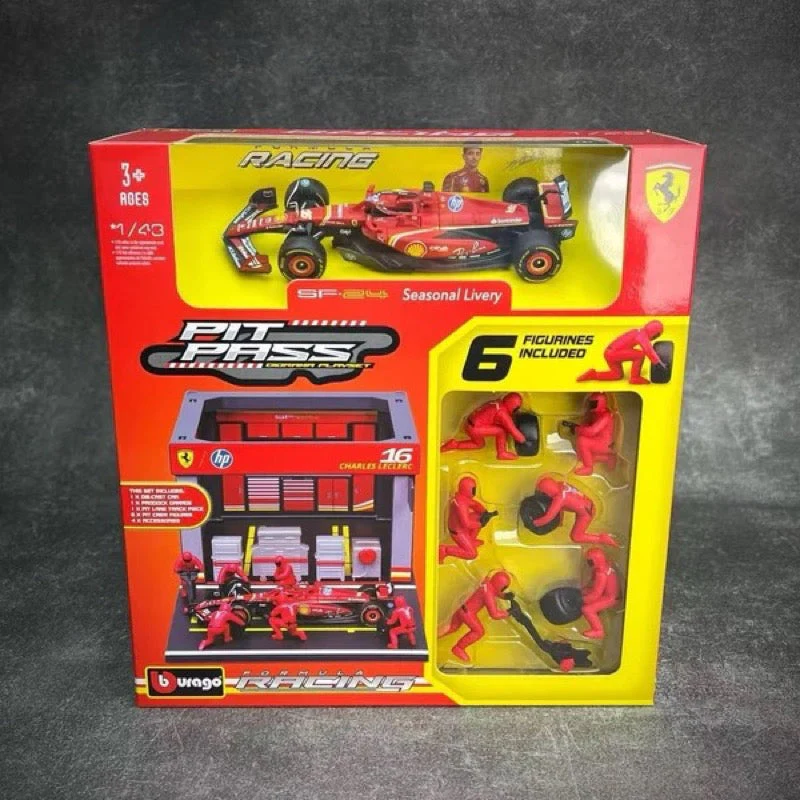 Bburago 36862 1/43 2024 Ferrari No.16 Charles Leclerc Pit Pass Competition Set - Image 13