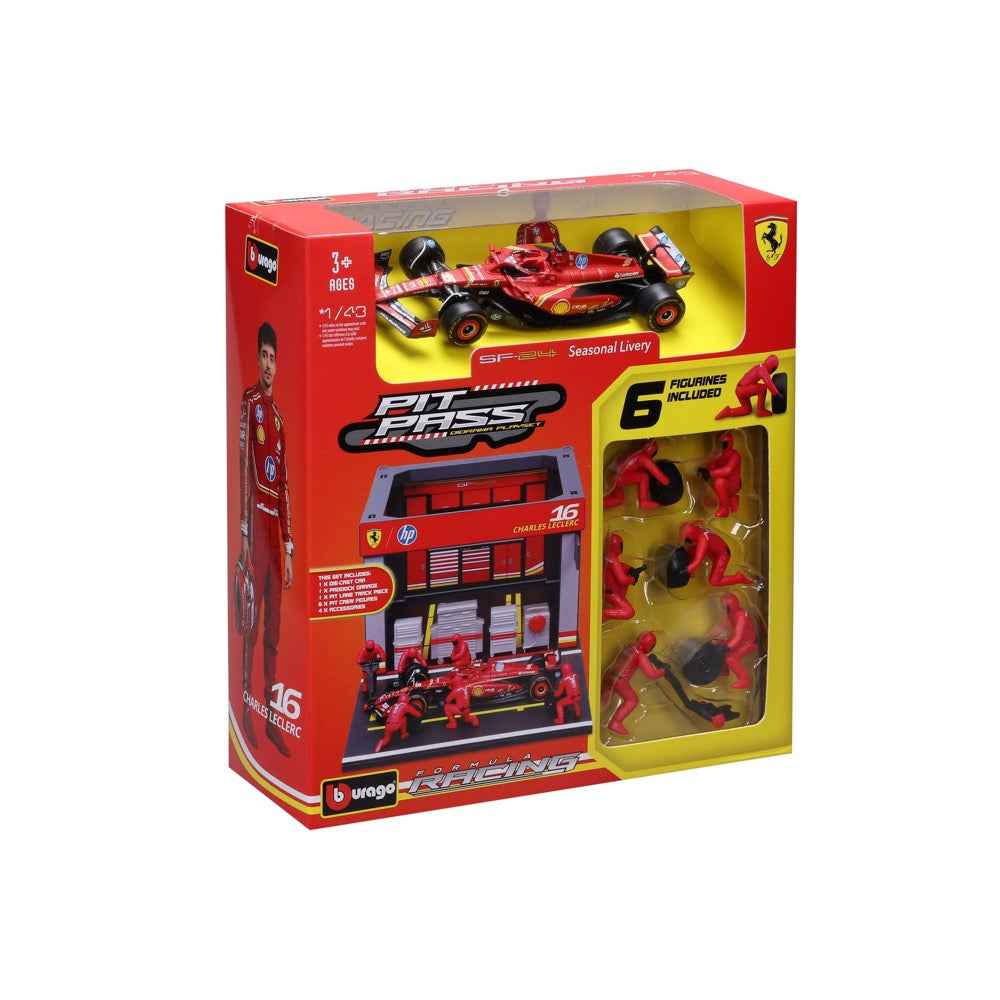 Bburago 36862 1/43 2024 Ferrari No.16 Charles Leclerc Pit Pass Competition Set - Image 8