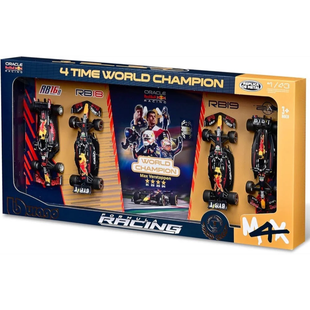 Bburago 38213 1/43 Verstappen No.1 Four World Championships 2021, 22, 23, 24 4 piece Gift Pack - Image 3