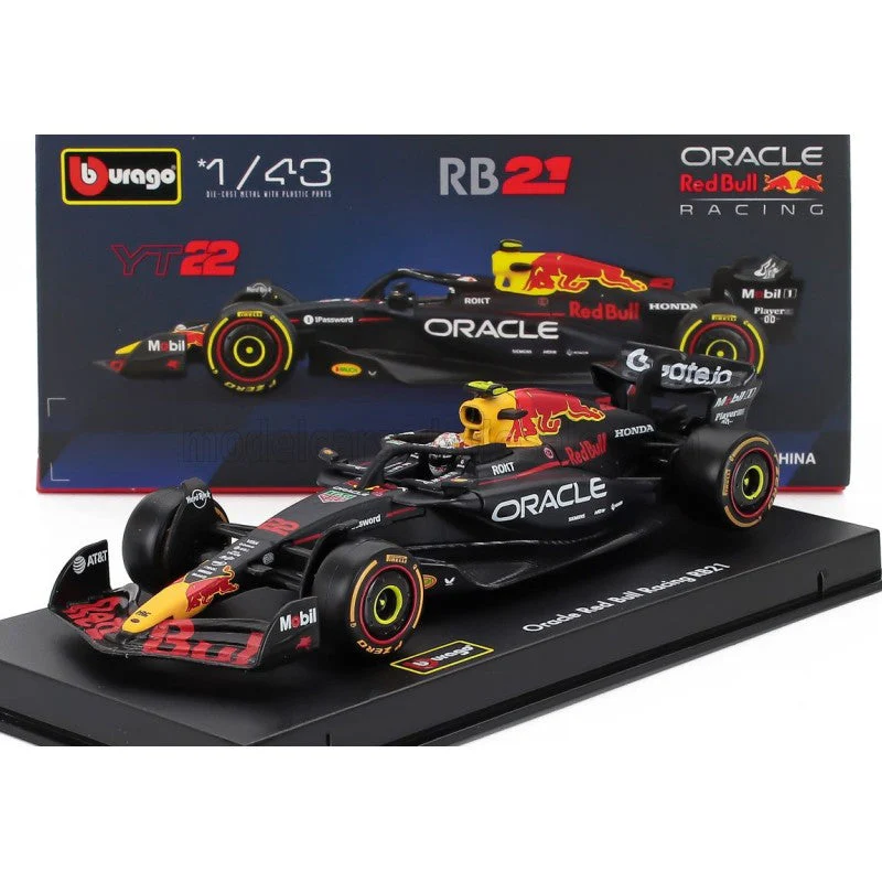 Bburago 38234T 1/43 RedBull Racing RB21 No.22 Yuki Tsunoda with Helmet and Showcase - Image 2