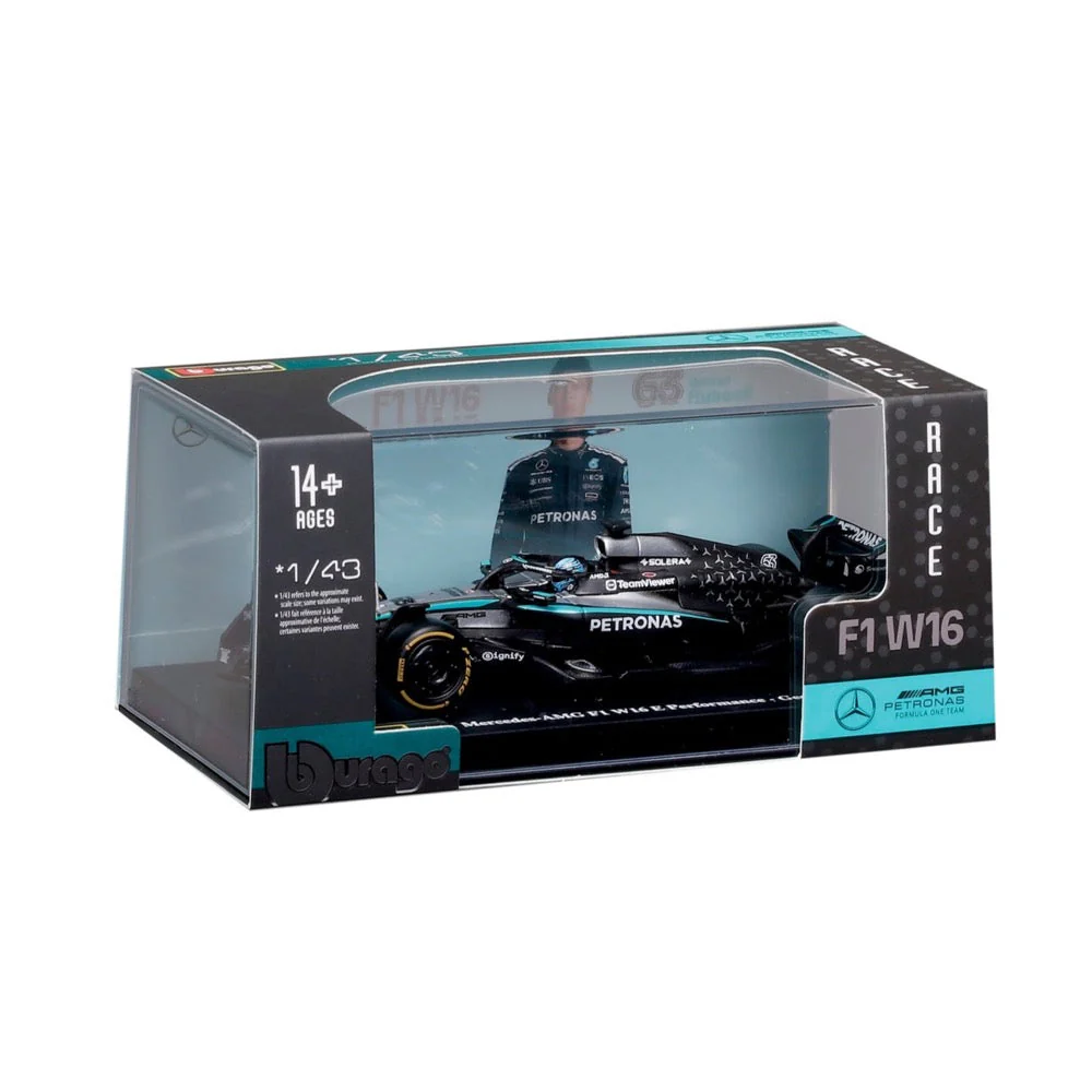 Bburago 38238R 1/43 Mercedes W16 No.63 George Russell with Helmet and Showcase - Image 6