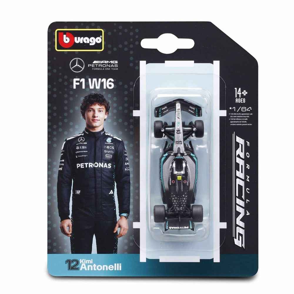 Bburago 58002A 1/64 Race Mercedes-AMG F1 W16 No.12 Andrea Kimi Antonelli Season Car